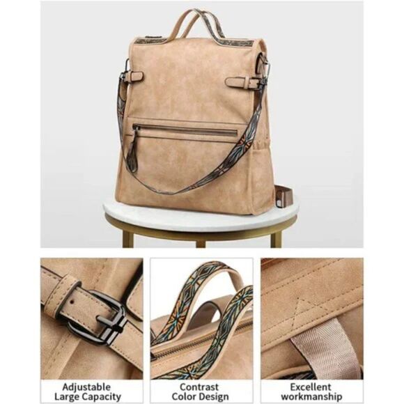 New Vegan Leather Large Travel Backpacks Purses for Women - Picture 3 of 7